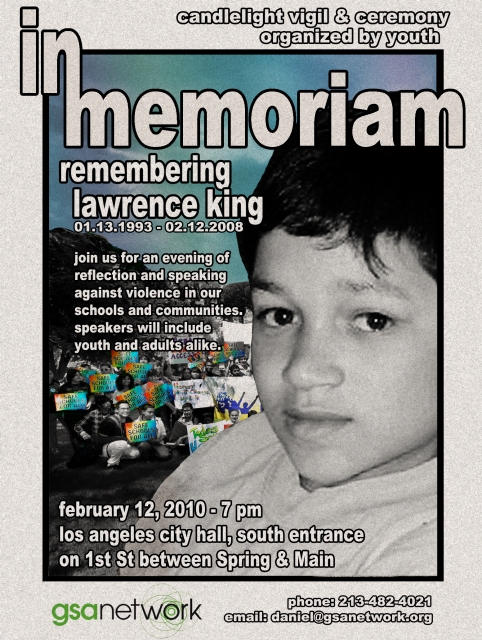 Booklet cover: In memoriam - remembering lawrence king.